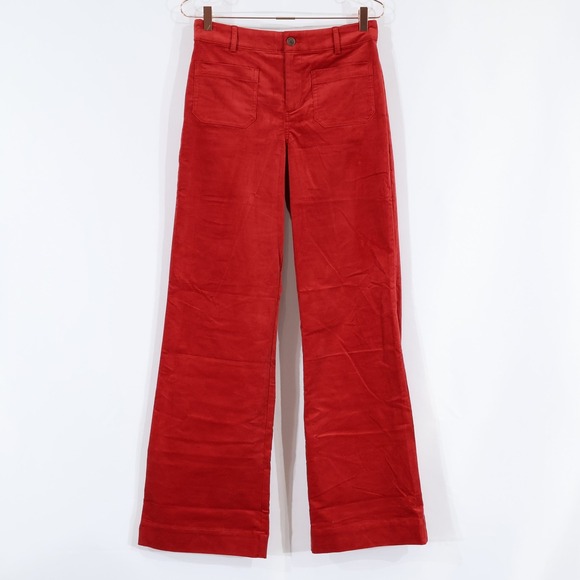 J.Crew Pants - J.Crew Lizzie Pant Women 28T Red Velvet Wide Leg High Rise Patch Pocket $138 NWT